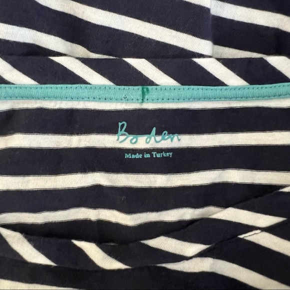 Boden Navy and White Striped 3/4 Sleeve Top Sz 10 - Picture 5 of 8